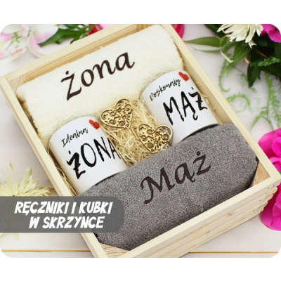 Ręczniki i Kubki w Skrzynce