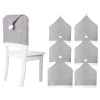Zestaw 6 szarych pokrowców na krzesła w kształcie Czapki Mikołaja, z białym pomponem,