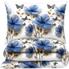 Pościel Flanelowa Niebieskie Kwiaty 4cz Prześcieradło 180x230 Sapphire