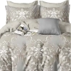 Pościel flanelowa w tradycyjne ornamenty damask w odcieniach szarości i beżu miniaturka