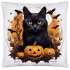 POSZEWKA DEKORACYJNA 40x40 JASIEK OZDOBNA HALLOWEENOWA HALLOWEEN DYNIA CZARNY KOT NIETOPERZE