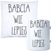 KOMPLET PREZENT DLA BABCI PODUSZKA 40x40 KUBEK 330ml BABCIA ZESTAW