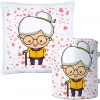 KOMPLET PREZENT DLA BABCI PODUSZKA 40x40 KUBEK 330ml BABCIA ZESTAW