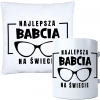 KOMPLET PREZENT DLA BABCI PODUSZKA 40x40 KUBEK 330ml BABCIA ZESTAW