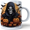 HALLOWEENOWY KUBEK 330ml NA HERBATĘ KAWĘ NA PREZENT ŚMIERĆ KOSTUCHA KOŚCIOTRUP ZOMBIE DYNIE NIETOPERZE