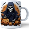 HALLOWEENOWY KUBEK 330ml NA HERBATĘ KAWĘ NA PREZENT ŚMIERĆ KOSTUCHA KOŚCIOTRUP ZOMBIE DYNIE NIETOPERZE