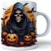 HALLOWEENOWY KUBEK 330ml NA HERBATĘ KAWĘ NA PREZENT ŚMIERĆ KOSTUCHA KOŚCIOTRUP ZOMBIE DYNIE NIETOPERZE