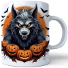 HALLOWEENOWY KUBEK 330ml NA HERBATĘ KAWĘ NA PREZENT WILKOŁAK DYNIE NIETOPERZE