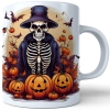 HALLOWEENOWY KUBEK 330ml NA HERBATĘ KAWĘ NA PREZENT KOŚCIOTRUP KOSTUCHA DYNIE NIETOPERZE