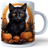 HALLOWEENOWY KUBEK 330ml NA HERBATĘ KAWĘ NA PREZENT CZARNY KOT NIETOPERZE