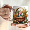 WIOSENNY WIELKANOCNY KUBEK 330ml NA PREZENT KAWĘ HERBATĘ WIOSNA KOSZYK