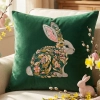POSZEWKA DEKORACYJNA PREMIUM WELUROWA 40x40 Z HAFTEM WIELKANOCNA VELVET