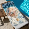 Wielki ręcznik plażowy szybkoschnący 100x180 z nadrukiem cukierkowego balonu w chmurach zawieszony pionowo na tropikalnej plaży - TwójDomNa5.pl