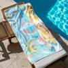 Ręcznik plażowy szybkoschnący w radosne wzory wakacyjne na leżaku przy basenie - TwójDomNa5.pl