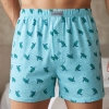Turkusowe bokserki męskie wzorzyste 100% bawełna żółwie na modelu Cotton World