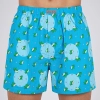Błękitne bokserki męskie wzorzyste 100% bawełna rekiny na modelu Cotton World