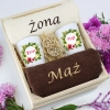 PREZENT ŚLUBNY ZESTAW RĘCZNIKI + KUBKI ŻONA i MĄŻ