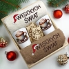ZESTAW PREZENT ŚWIĄTECZNY KUBKI LATTE RĘCZNIKI W SKRZYNCE ŚWIĘTA MIKOŁAJ