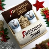 ZESTAW PREZENT ŚWIĄTECZNY KUBKI LATTE RĘCZNIKI W SKRZYNCE ŚWIĘTA MIKOŁAJ