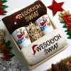 ZESTAW PREZENT ŚWIĄTECZNY KUBKI LATTE RĘCZNIKI W SKRZYNCE ŚWIĘTA MIKOŁAJ
