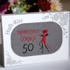 RĘCZNIK 70x140 Z HAFTEM NA PREZENT 50 URODZINY DIABELSKO GORĄCA PIĘĆDZIESIĄTKA