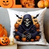 POSZEWKA DEKORACYJNA HALLOWEEN VELVET 40x40 WELUROWA ŚMIERĆ KOSTUCHA DYNIE NIETOPERZE