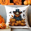 POSZEWKA DEKORACYJNA HALLOWEEN VELVET 40x40 WELUROWA STRACH NA WRÓBLE DYNIE NIETOPERZE