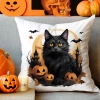 POSZEWKA DEKORACYJNA 40x40 JASIEK OZDOBNA HALLOWEENOWA HALLOWEEN DYNIA CZARNY KOT ZAMEK STRASZNY DOM NIETOPERZE