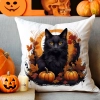 POSZEWKA DEKORACYJNA 40x40 JASIEK OZDOBNA HALLOWEENOWA HALLOWEEN DYNIA CZARNY KOT NIETOPERZE