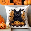 POSZEWKA DEKORACYJNA 40x40 JASIEK OZDOBNA HALLOWEENOWA HALLOWEEN DYNIA CZARNY KOT NIETOPERZE