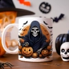 HALLOWEENOWY KUBEK 330ml NA HERBATĘ KAWĘ NA PREZENT ŚMIERĆ KOSTUCHA KOŚCIOTRUP ZOMBIE DYNIE NIETOPERZE