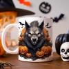 HALLOWEENOWY KUBEK 330ml NA HERBATĘ KAWĘ NA PREZENT WILKOŁAK DYNIE NIETOPERZE