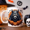 HALLOWEENOWY KUBEK 330ml NA HERBATĘ KAWĘ NA PREZENT WILKOŁAK DYNIE NIETOPERZE