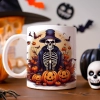 HALLOWEENOWY KUBEK 330ml NA HERBATĘ KAWĘ NA PREZENT KOŚCIOTRUP KOSTUCHA DYNIE NIETOPERZE
