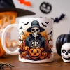 HALLOWEENOWY KUBEK 330ml NA HERBATĘ KAWĘ NA PREZENT KOŚCIOTRUP KOSTUCHA DYNIE NIETOPERZE