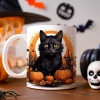 HALLOWEENOWY KUBEK 330ml NA HERBATĘ KAWĘ NA PREZENT CZARNY KOT NIETOPERZE