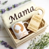 KOMPLET DLA MAMY RĘCZNIK Z HAFTEM + KUBEK 330ml NA PREZENT DZIEŃ MATKI MAMA