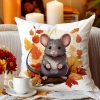 POSZEWKA DEKORACYJNA 45x45 JASIEK OZDOBNA JESIENNA MYSZ