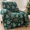 Zielona narzuta welurowa velvet na fotel 70x160 pikowana w choinki i dzwonki
