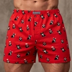 Czerwone bokserki męskie wzorzyste 100% bawełna psy na modelu Cotton World