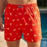 Czerwone bokserki męskie wzorzyste 100% bawełna banany na modelu Cotton World