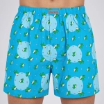Błękitne bokserki męskie wzorzyste 100% bawełna rekiny na modelu Cotton World