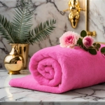 GRUBY RĘCZNIK KĄPIELOWY 70x140cm 500g/m2 PREMIUM CHŁONNY CIEMNY RÓŻ