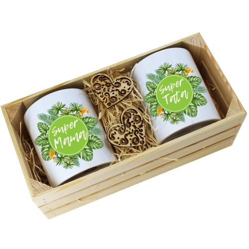 PREZENT DLA MAMY I TATY KUBKI W OZDOBNEJ SKRZYNCE