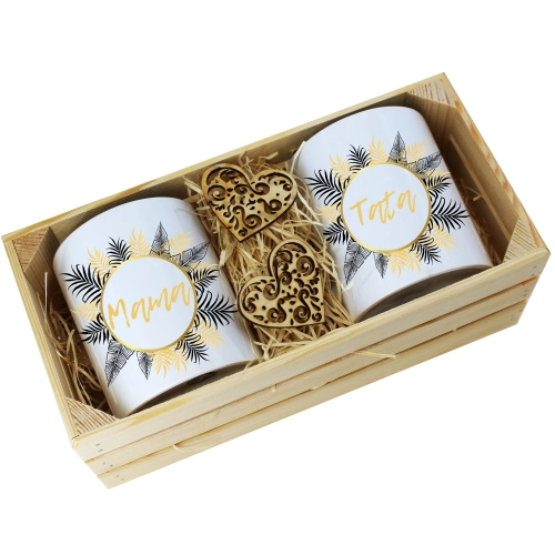 PREZENT DLA MAMY I TATY KUBKI W OZDOBNEJ SKRZYNCE