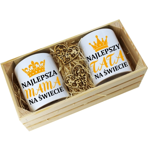 PREZENT DLA MAMY I TATY KUBKI W OZDOBNEJ SKRZYNCE