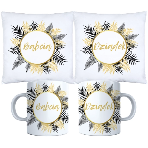 KOMPLET PREZENT DLA BABCI I DZIADKA PODUSZKA KUBEK BABCIA DZIADEK ZESTAW