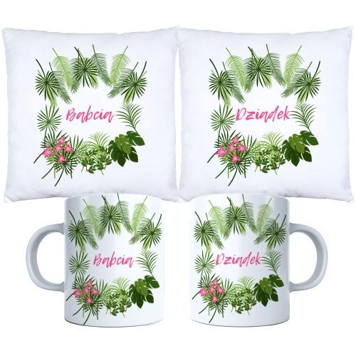 KOMPLET PREZENT DLA BABCI I DZIADKA PODUSZKA KUBEK BABCIA DZIADEK ZESTAW