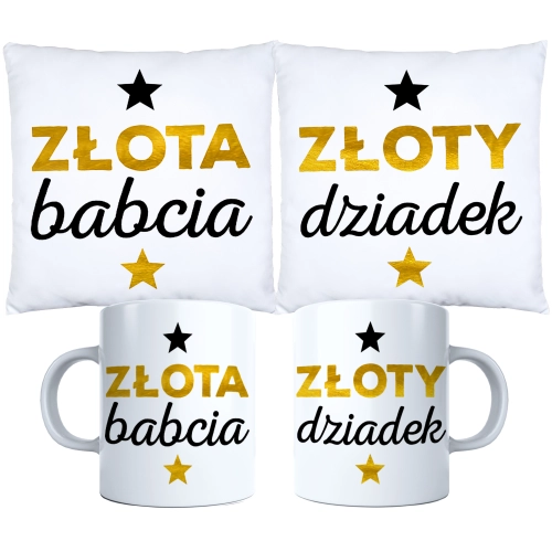 KOMPLET PREZENT DLA BABCI I DZIADKA PODUSZKA KUBEK BABCIA DZIADEK ZESTAW