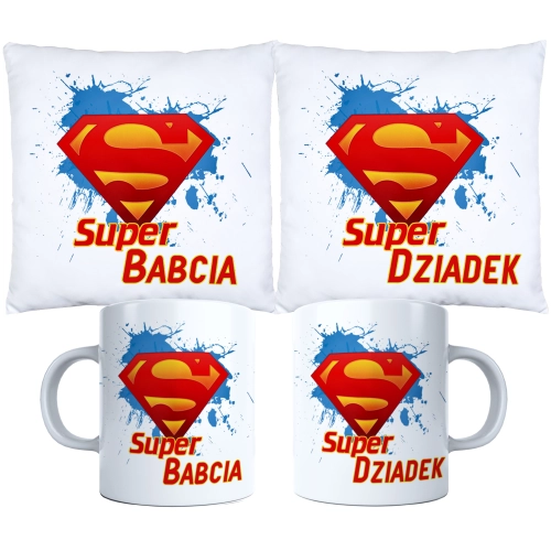 KOMPLET PREZENT DLA BABCI I DZIADKA PODUSZKA KUBEK BABCIA DZIADEK ZESTAW
